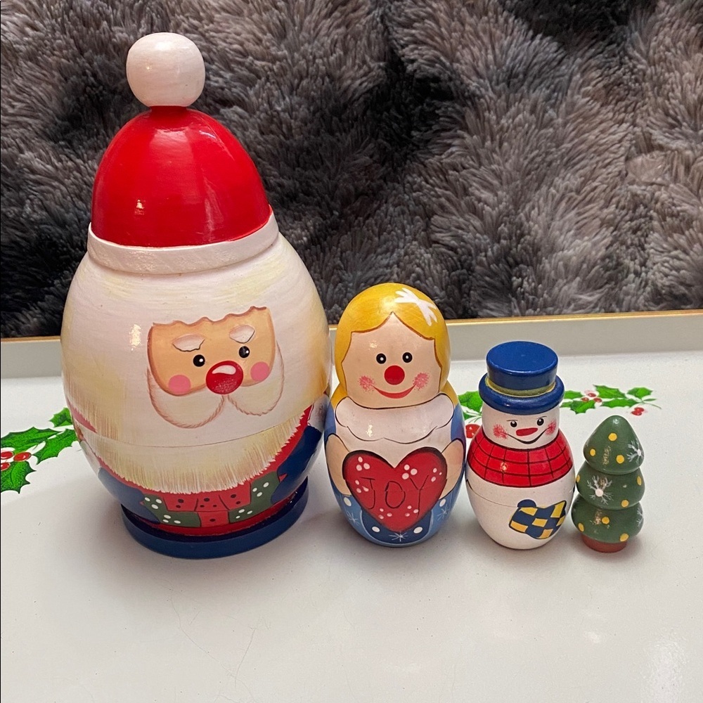 Holiday Nesting Dolls Set - Red, Blue & Green